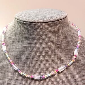 Handmade Girls Necklace w/ Neon Glass Beads - New Item (16")